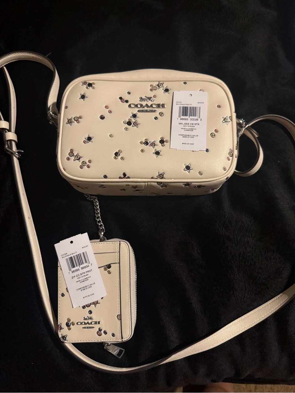 COACH Ivory Star Embellished Crossbody with Card Case